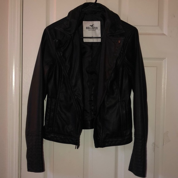 Hollister Jackets & Blazers - Black faux leather jacket